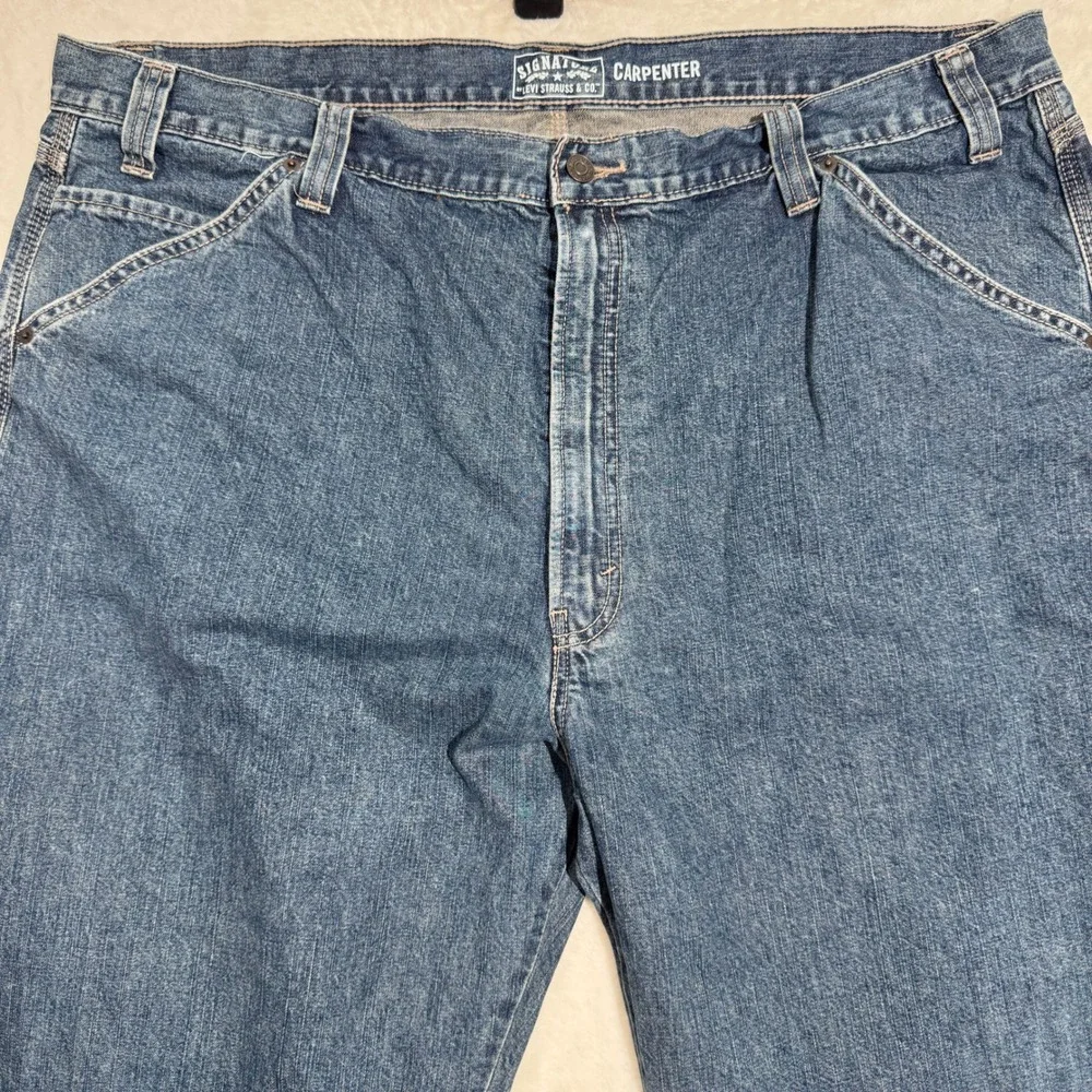 Signature by Levi Strauss & Co Carpenter Jeans Mens 44x32 Blue Workwear Utility